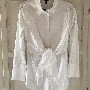 White House Black Market Poplin Tie-Front Shirt